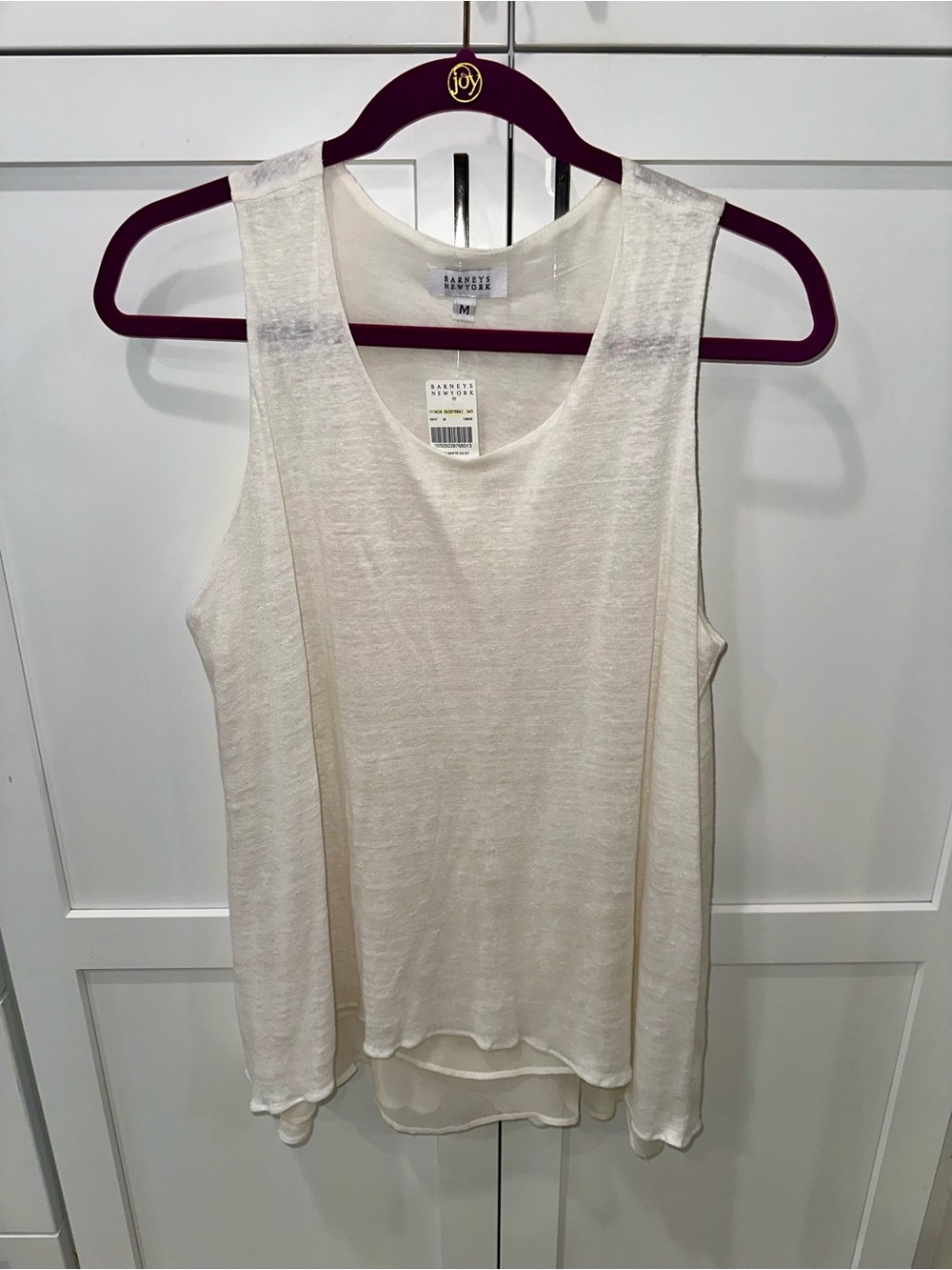 Barneys New York Cream Layered Scoop Neck Tank